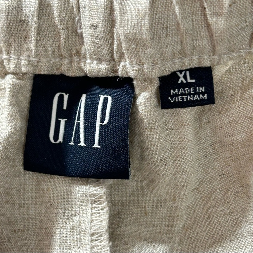 GAP Women's Linen Blend Flax Beige Wide-Leg Drawstring Pants Pockets. NWT. Sz XL - Picture 5 of 10